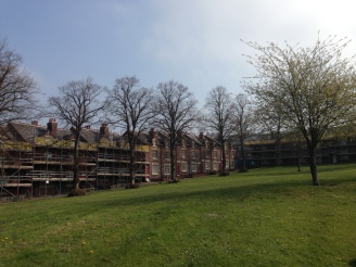 New Bolsover renovation continues, with the Castle in the distance